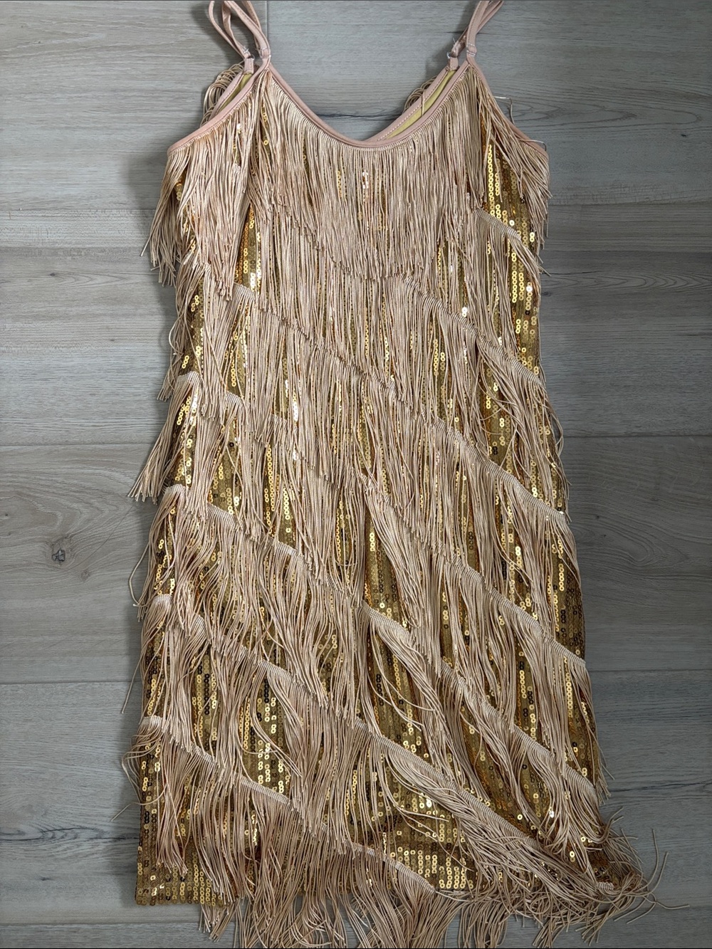 Fringe Sequin Slip Dress in Blush Gold Taylor Swift Fearless